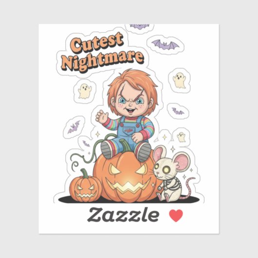 Sticker Halloween cinglé de cauchemar (Feuille)
