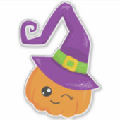 Sticker Halloween, Citrouille, Casquette De Sorcière, Tric (Devant)