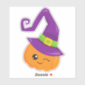 Sticker Halloween, Citrouille, Casquette De Sorcière, Tric (Feuille)