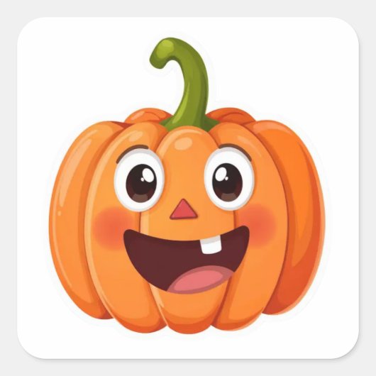 Sticker Halloween Citrouille mignon et souriant (Devant)
