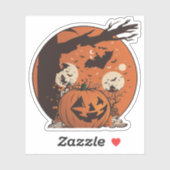 Sticker Halloween Citrouille vintage (Feuille)