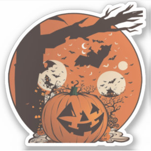 Sticker Halloween Citrouille vintage