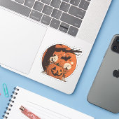 Sticker Halloween Citrouille vintage (Ordinateur portable avec iPhone)
