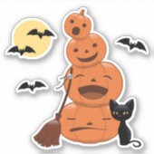 Sticker Halloween Citrouilles et chat noir (Devant)
