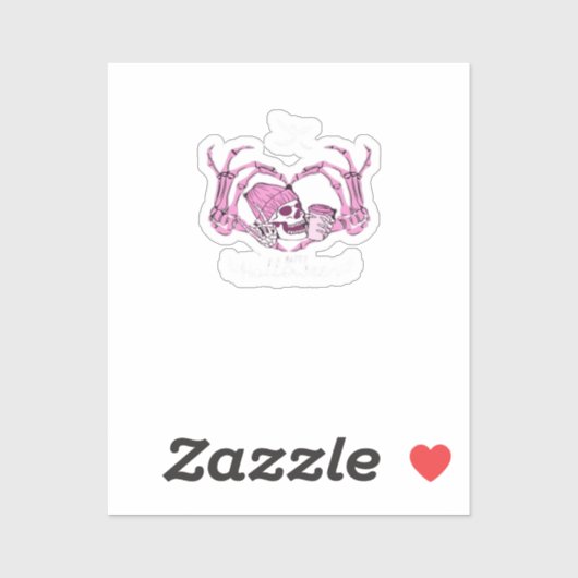 Sticker Halloween Coeur crâne mains Skeleton Beanie Design (Feuille)