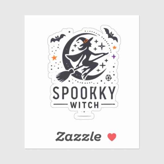 Sticker Halloween Conception de sorcière Éffrayante - Vol (Feuille)