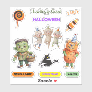 Sticker Halloween Costume Party Monstres éffrayant fun Dan