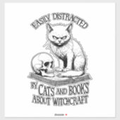 Sticker Halloween Crâne de chat facilement distrait Funny (Feuille)