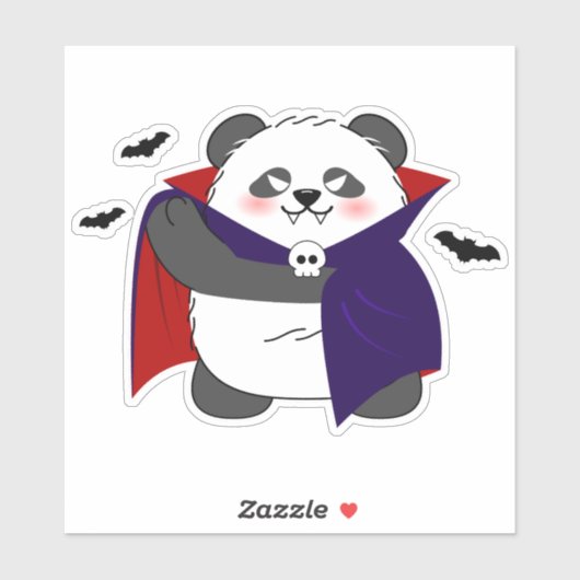 Sticker Halloween Cute Baby Panda Dracula Vampire (Feuille)