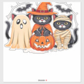 Sticker Halloween Cute Ghost Citrouille Chat Classic T-Shi (Feuille)