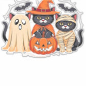 Sticker Halloween Cute Ghost Citrouille Chat Classic T-Shi (Devant)