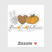 Sticker Halloween de l'amour de la paix (Feuille)