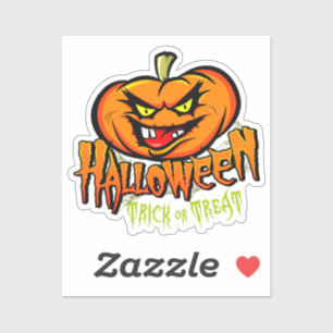 Sticker Halloween Éffrayant Citrouille Tri ou traitement
