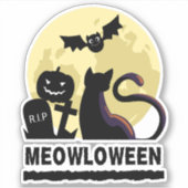 Sticker Halloween éffrayant en silhouette / vinyle Meowlow (Devant)