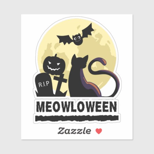 Sticker Halloween éffrayant en silhouette / vinyle Meowlow (Feuille)