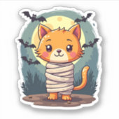 Sticker Halloween Éffrayant maman chat et Citrouille Hallo (Devant)