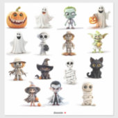 Sticker Halloween Éffrayant super mignon (Feuille)