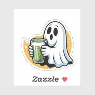 Sticker Halloween éffrayante de Matcha à boire