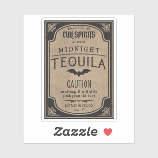 Sticker Halloween Esprits Maléfiques Tequila de Minuit Pot (Feuille)