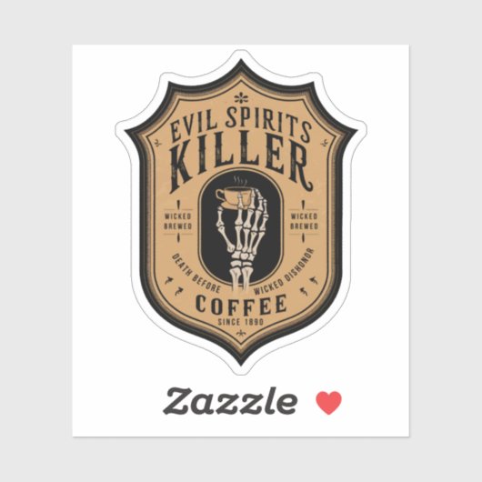 Sticker Halloween Evil Spirits Killer Pot café (Feuille)