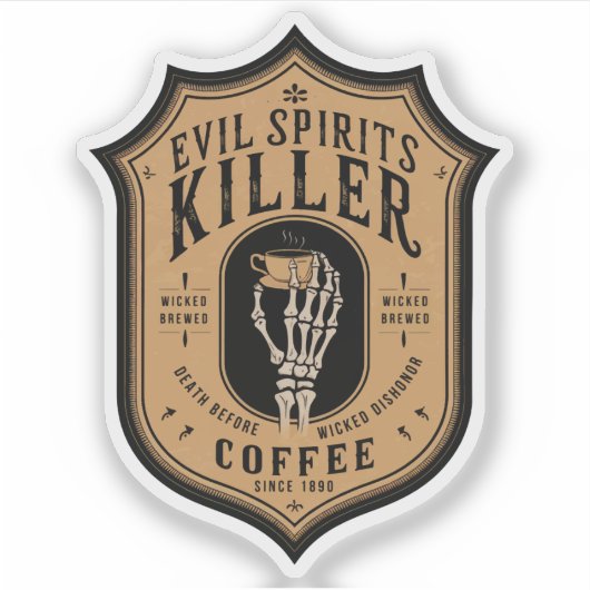 Sticker Halloween Evil Spirits Killer Pot café (Devant)