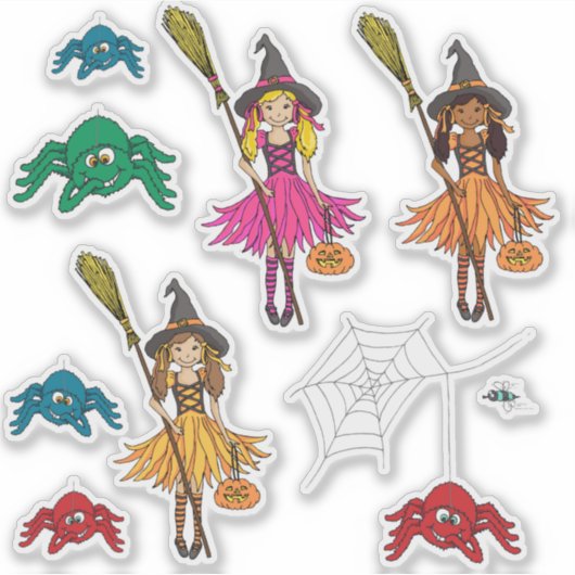 Sticker Halloween filles et graphique d'araignée (Devant)