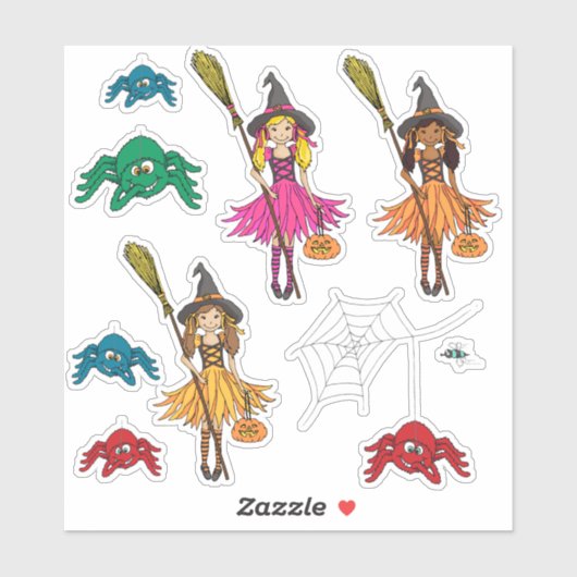 Sticker Halloween filles et graphique d'araignée (Feuille)