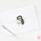 Sticker Halloween Floral Sugar Skull Classic rond (Enveloppe)