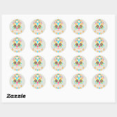 Sticker Halloween Floral Sugar Skull Classic rond (Feuille)