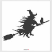 Sticker Halloween Flying sorcière sur broom noir autocolla (Feuille)
