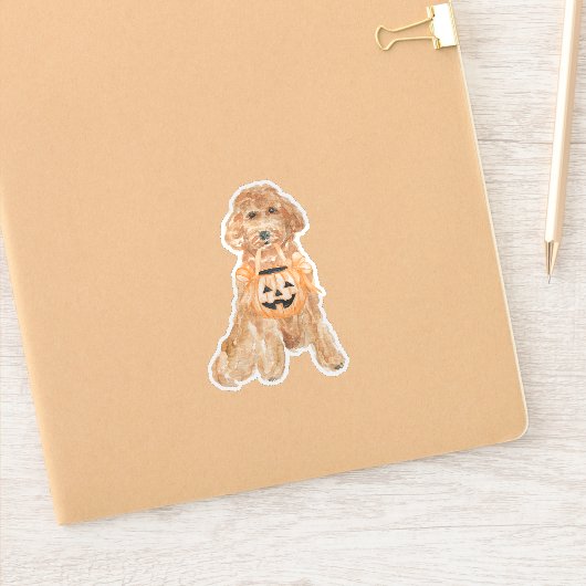 Sticker Halloween Goldendoodle Citrouille Trick ou le trai (Carnet)