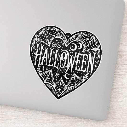 Sticker Halloween Heart, Black Heart Shape, Holiday (Détail)
