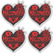 Sticker Halloween Heart, Black Heart Shape, Spider Web (Devant)