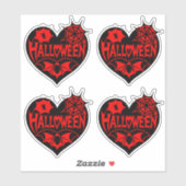 Sticker Halloween Heart, Black Heart Shape, Spider Web (Feuille)