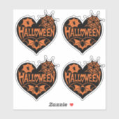 Sticker Halloween Heart, Black Heart Shape, Spider Web (Feuille)