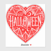 Sticker Halloween Heart, Red Heart Shape, Holiday (Feuille)