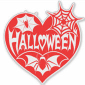 Sticker Halloween Heart, Red Heart Shape, Spider Web (Devant)