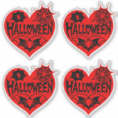 Sticker Halloween Heart, Red Heart Shape, Spider Web (Devant)
