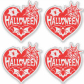 Sticker Halloween Heart, Red Heart Shape, Spider Web (Devant)