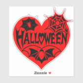 Sticker Halloween Heart, Red Heart Shape, Spider Web (Feuille)