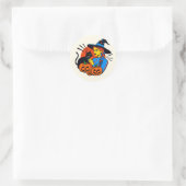 Sticker Halloween heks met een kat (Tas)