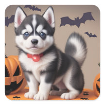 sticker Halloween Husky Puppy