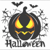 Sticker Halloween Jack-o-lanterne et chauves-souris (Devant)