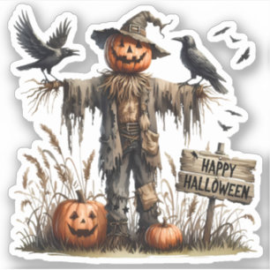 Sticker Halloween joyeuse - Épouvantable épouvantail et co