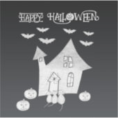 Sticker Halloween la nuit avec Haunted House, chauves-sour (Devant)