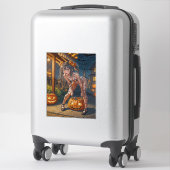 Sticker Halloween Monster Jack-o-Lantern & Bat Vixen Girl (Sur valise)