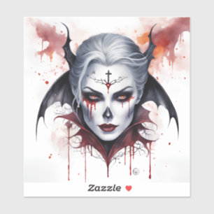 Sticker Halloween mystique Vampire femme Aquarelle