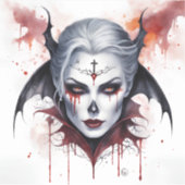 Sticker Halloween mystique Vampire femme Aquarelle (Devant)