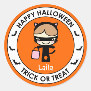 Sticker Halloween Orange Treat Bag Étiquette