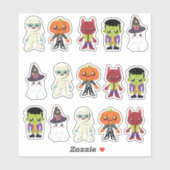 Sticker Halloween pour petits monstres mignons (Feuille)